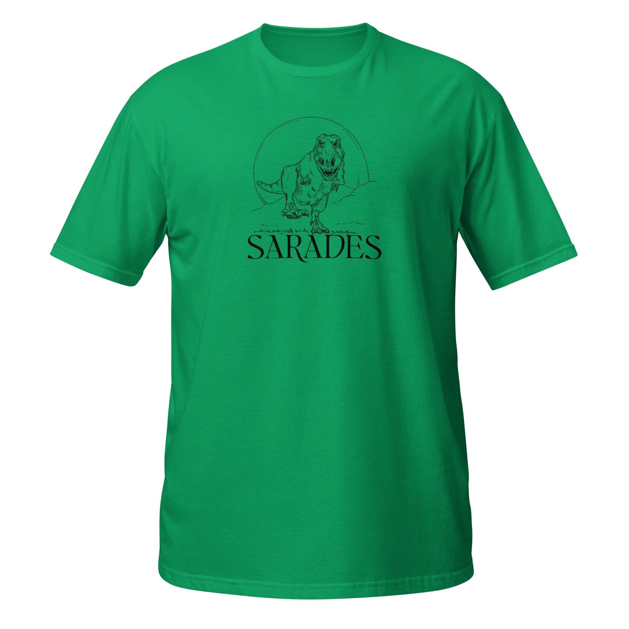 T-shirt vert illustration Tyrannosaure Rex dessin ligne dinosaure paléontologie