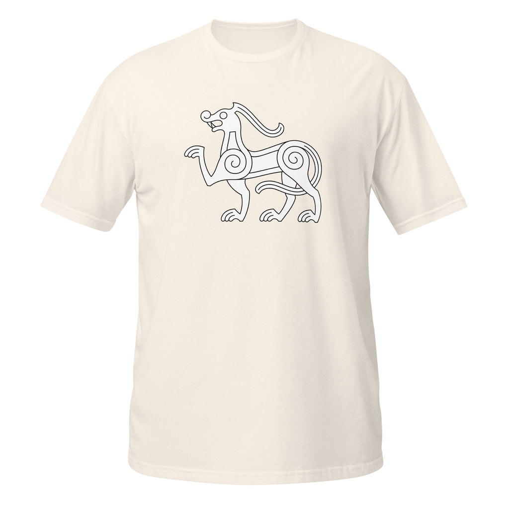 T-shirt blanc cassé créature viking entrelacs spirales blanc