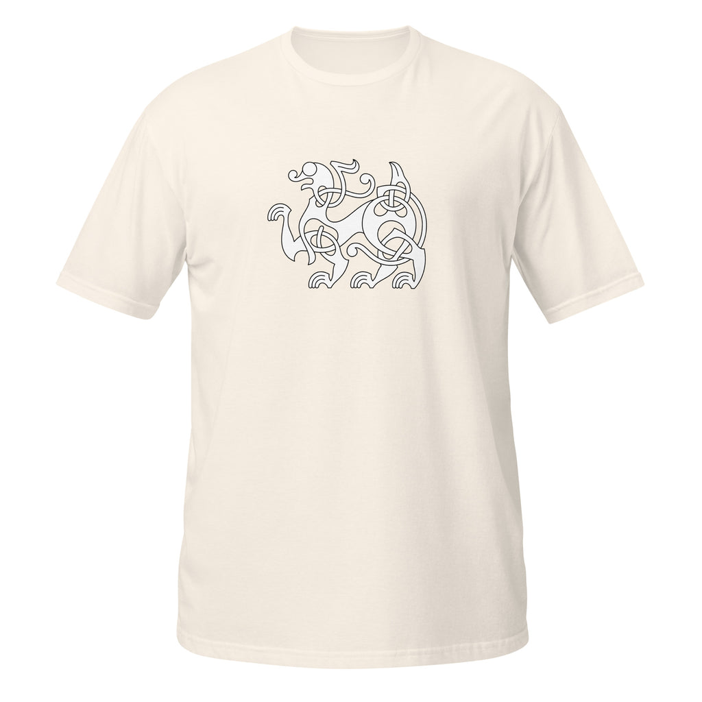 T-shirt blanc cassé motif viking entrelacs nordique blanc