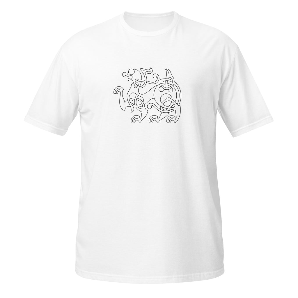 T-shirt blanc motif viking entrelacs nordique blanc