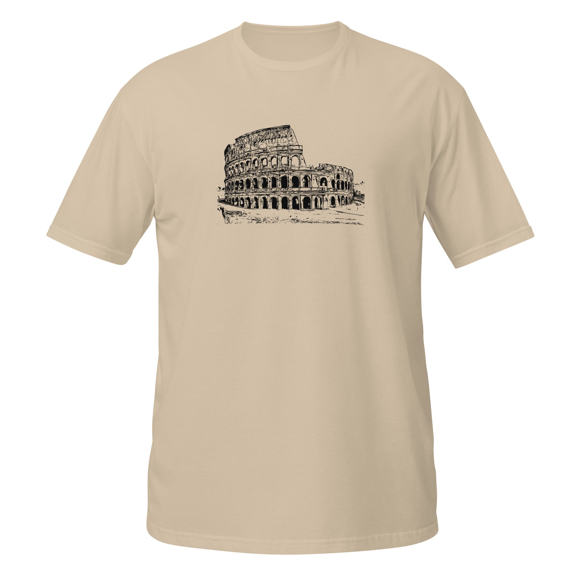 T-shirt beige clair croquis détaillé Colisée Rome architecture antique