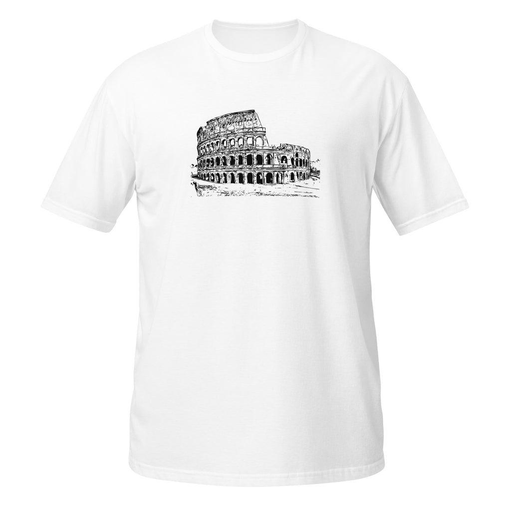 T-shirt blanc croquis détaillé Colisée Rome architecture antique