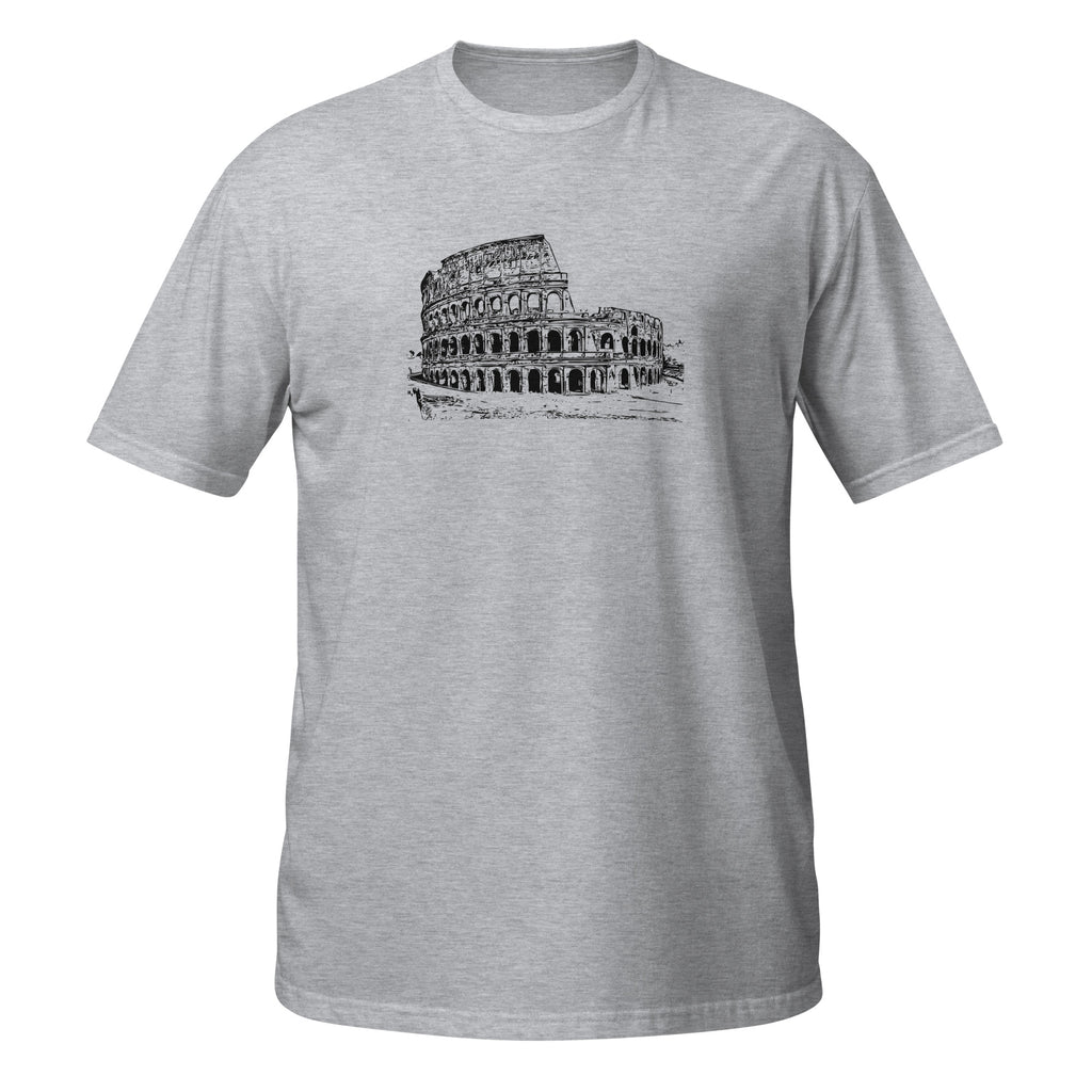 T-shirt gris croquis détaillé Colisée Rome architecture antique