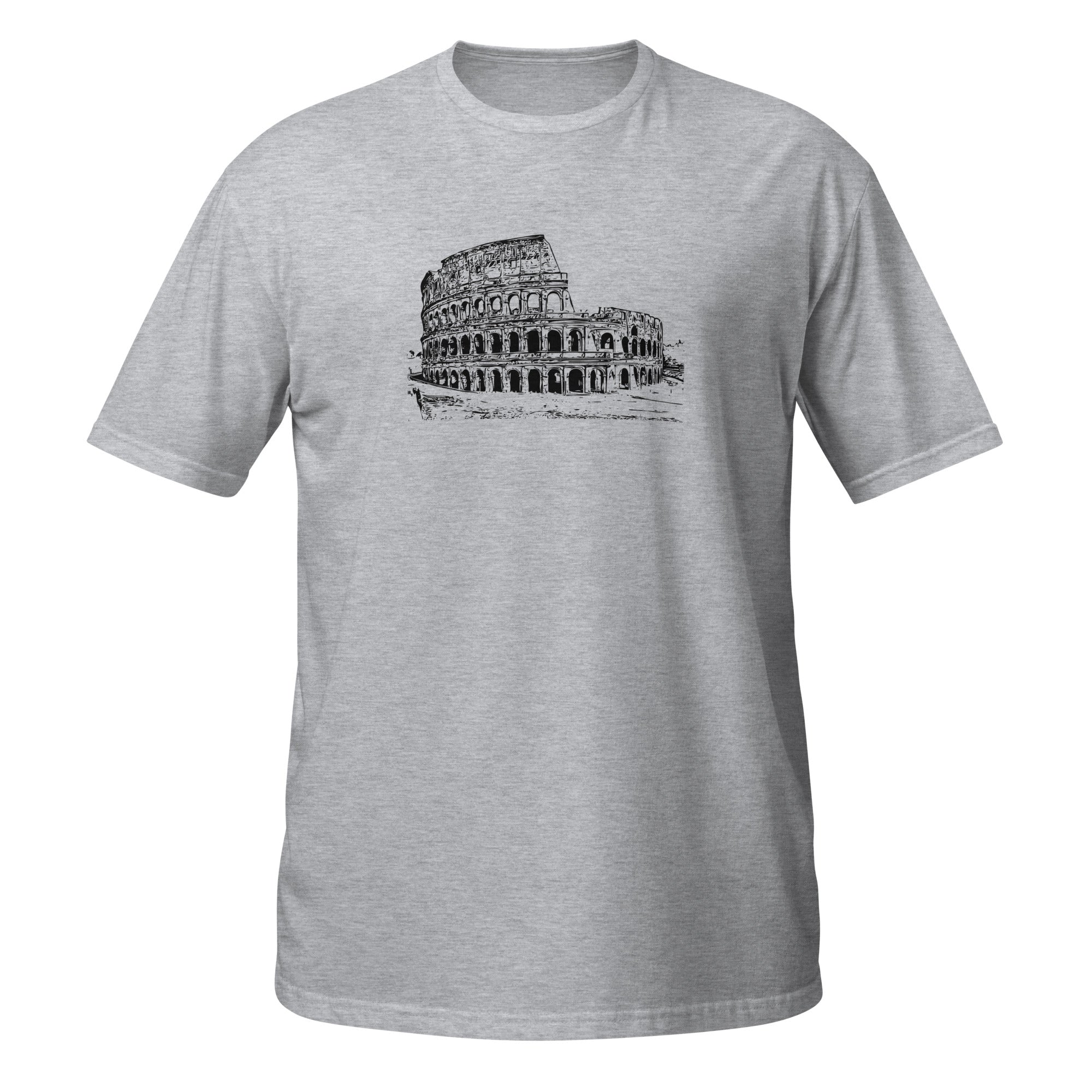 T-shirt gris croquis détaillé Colisée Rome architecture antique