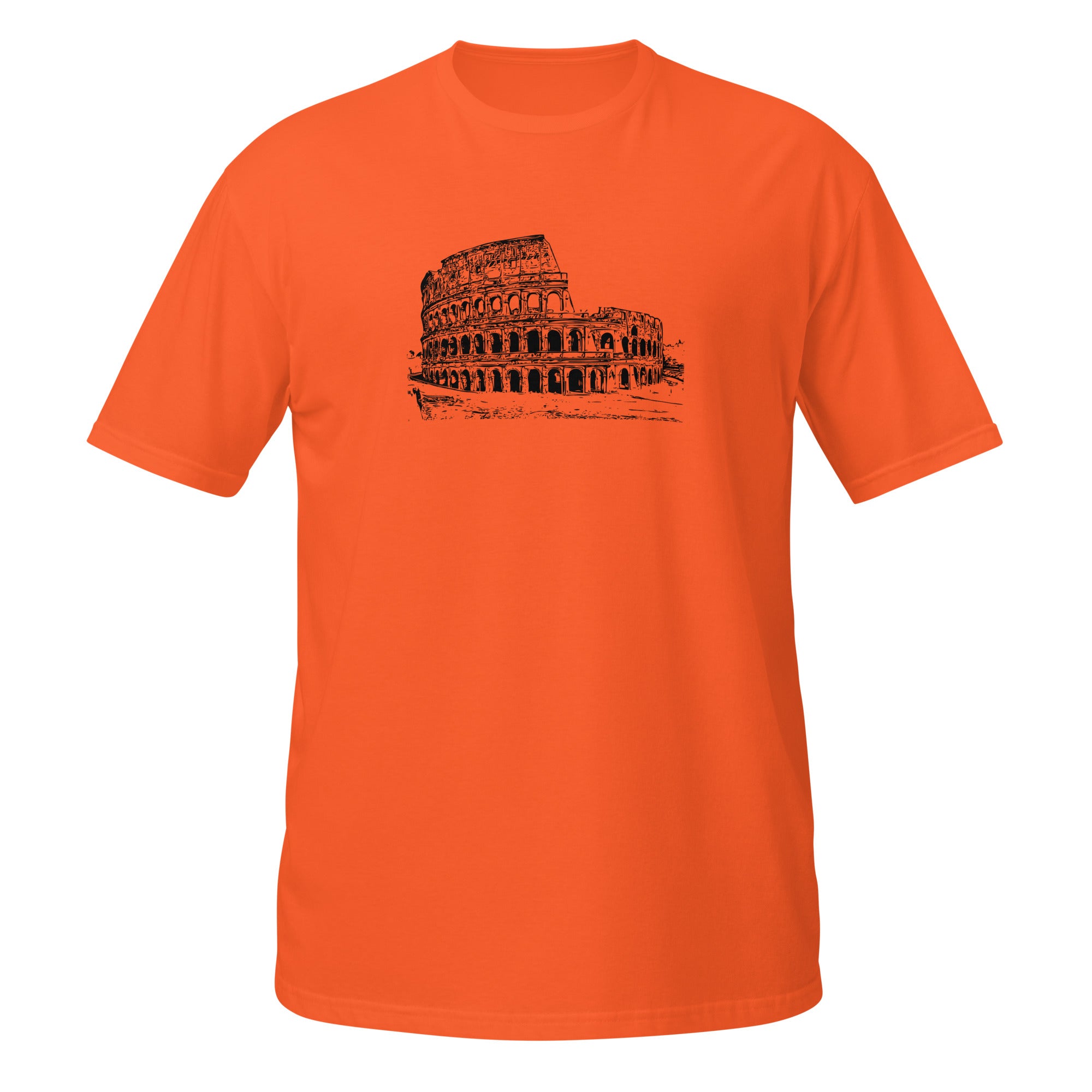 T-shirt orange croquis détaillé Colisée Rome architecture antique