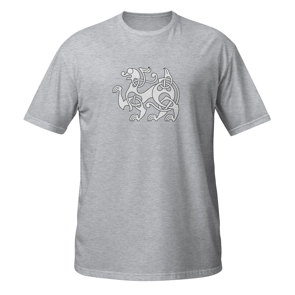 T-shirt gris motif viking entrelacs nordique blanc