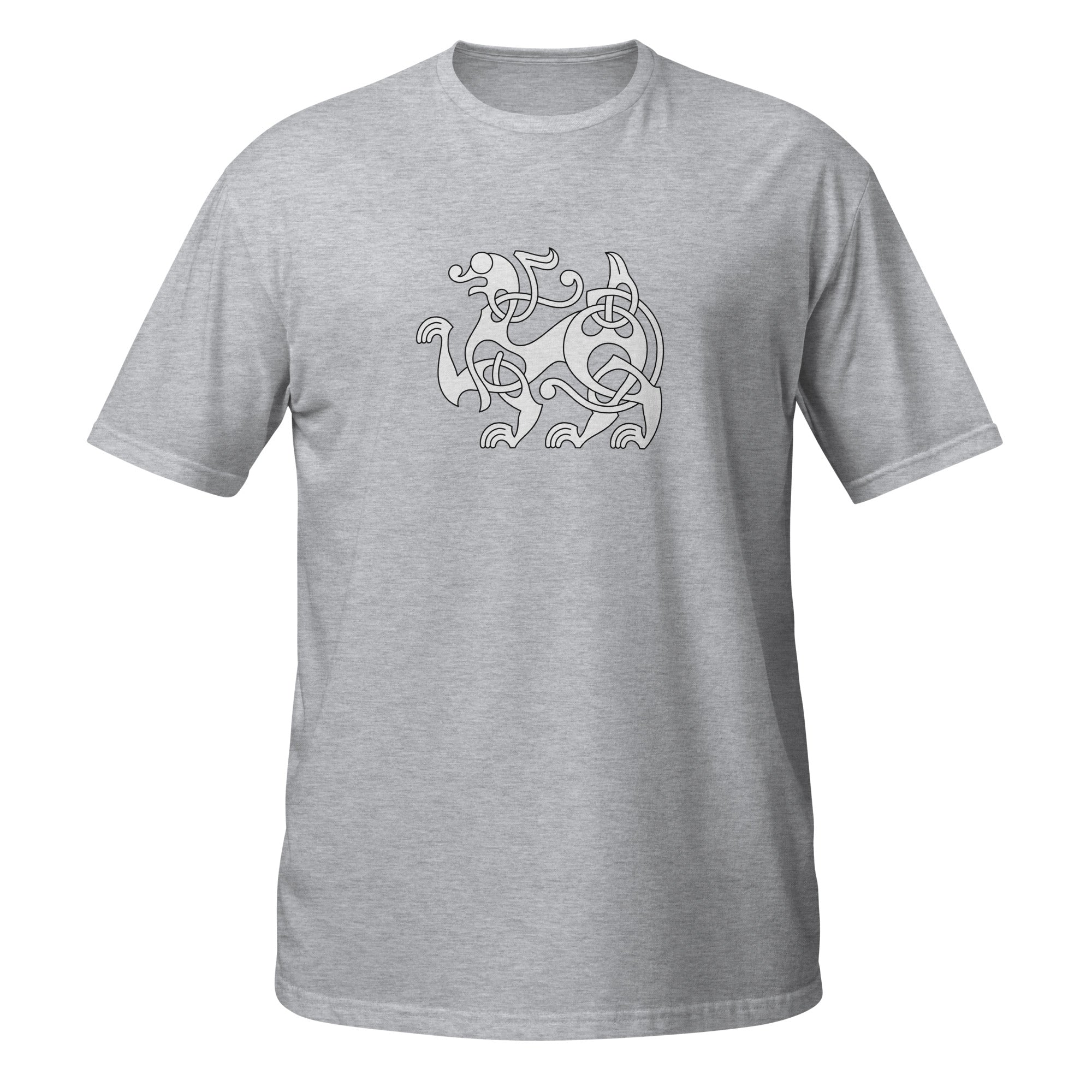 T-shirt gris motif viking entrelacs nordique blanc