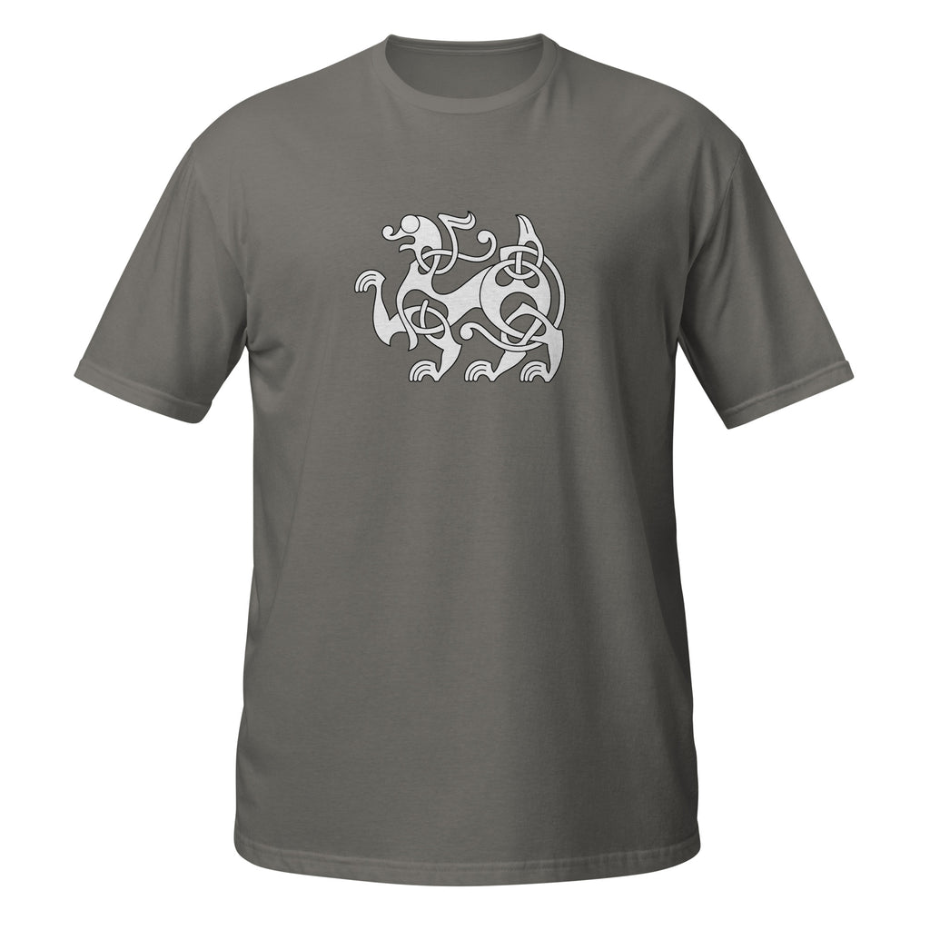 T-shirt gris motif viking entrelacs nordique blanc