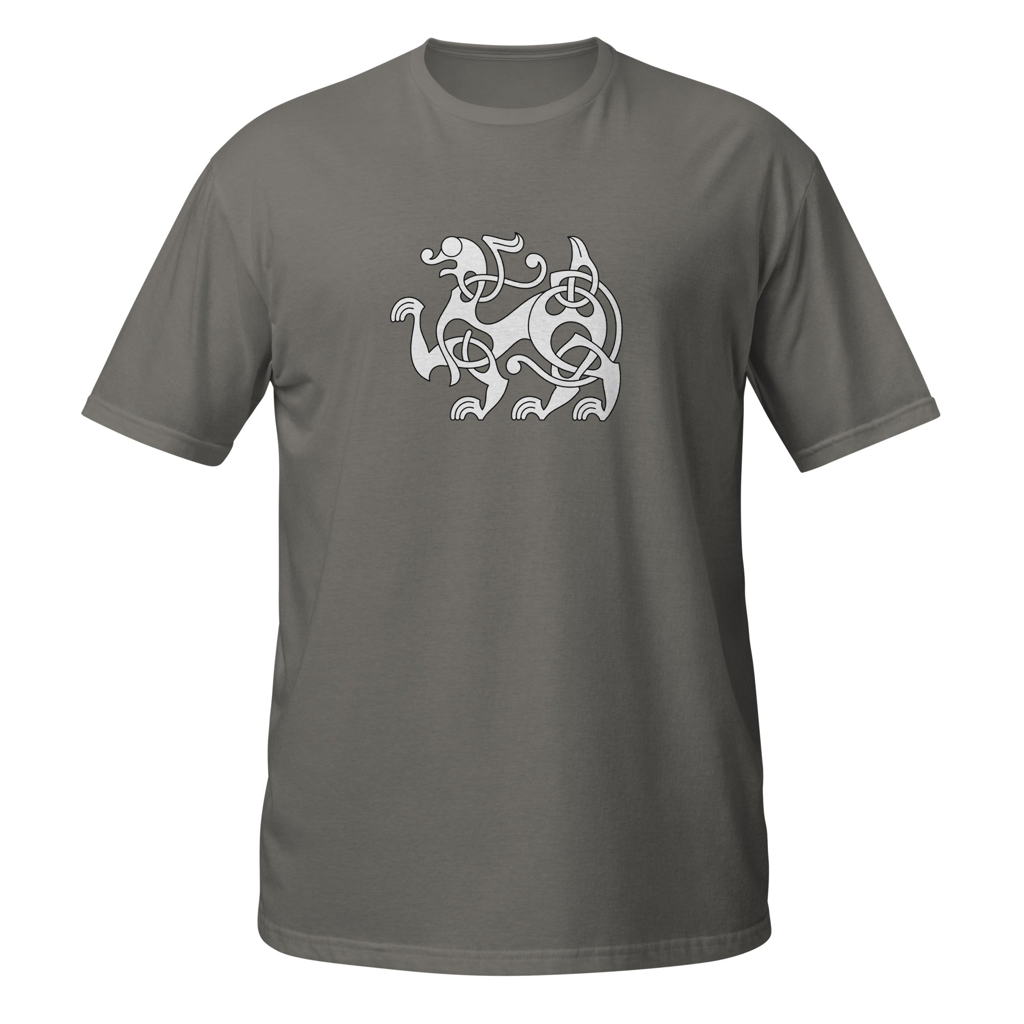 T-shirt gris motif viking entrelacs nordique blanc