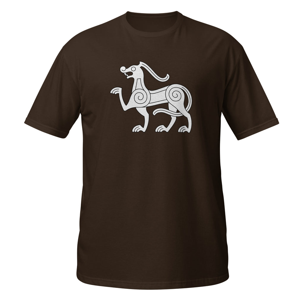 T-shirt marron créature viking entrelacs spirales blanc
