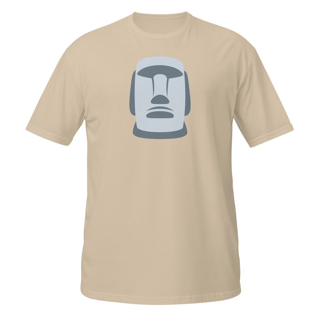 T-shirt beige clair illustration Moaï gris statue Île de Pâques