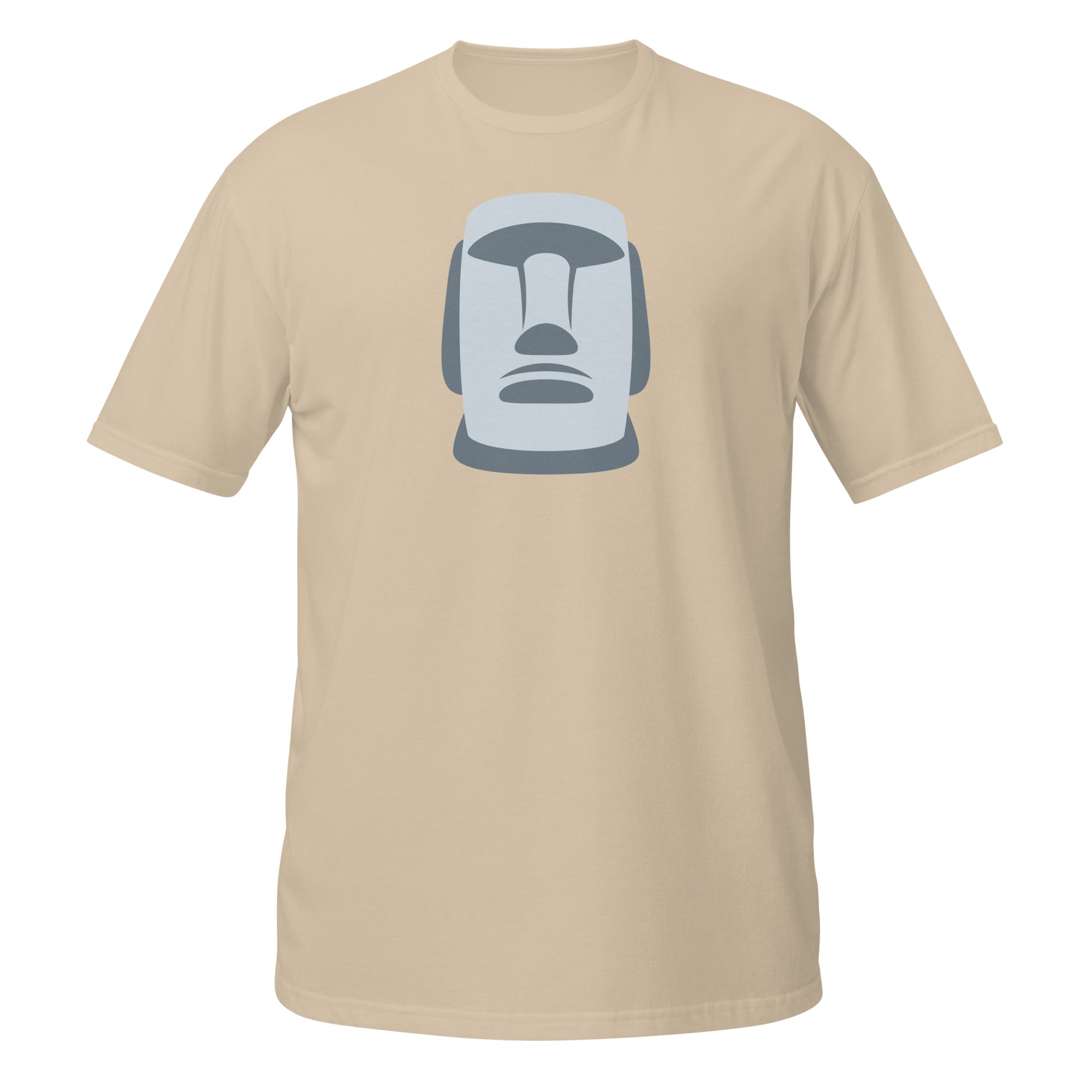 T-shirt beige clair illustration Moaï gris statue Île de Pâques