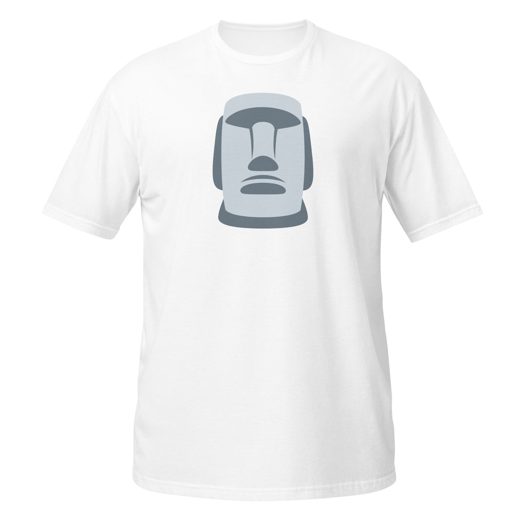 T-shirt blanc illustration Moaï gris statue Île de Pâques