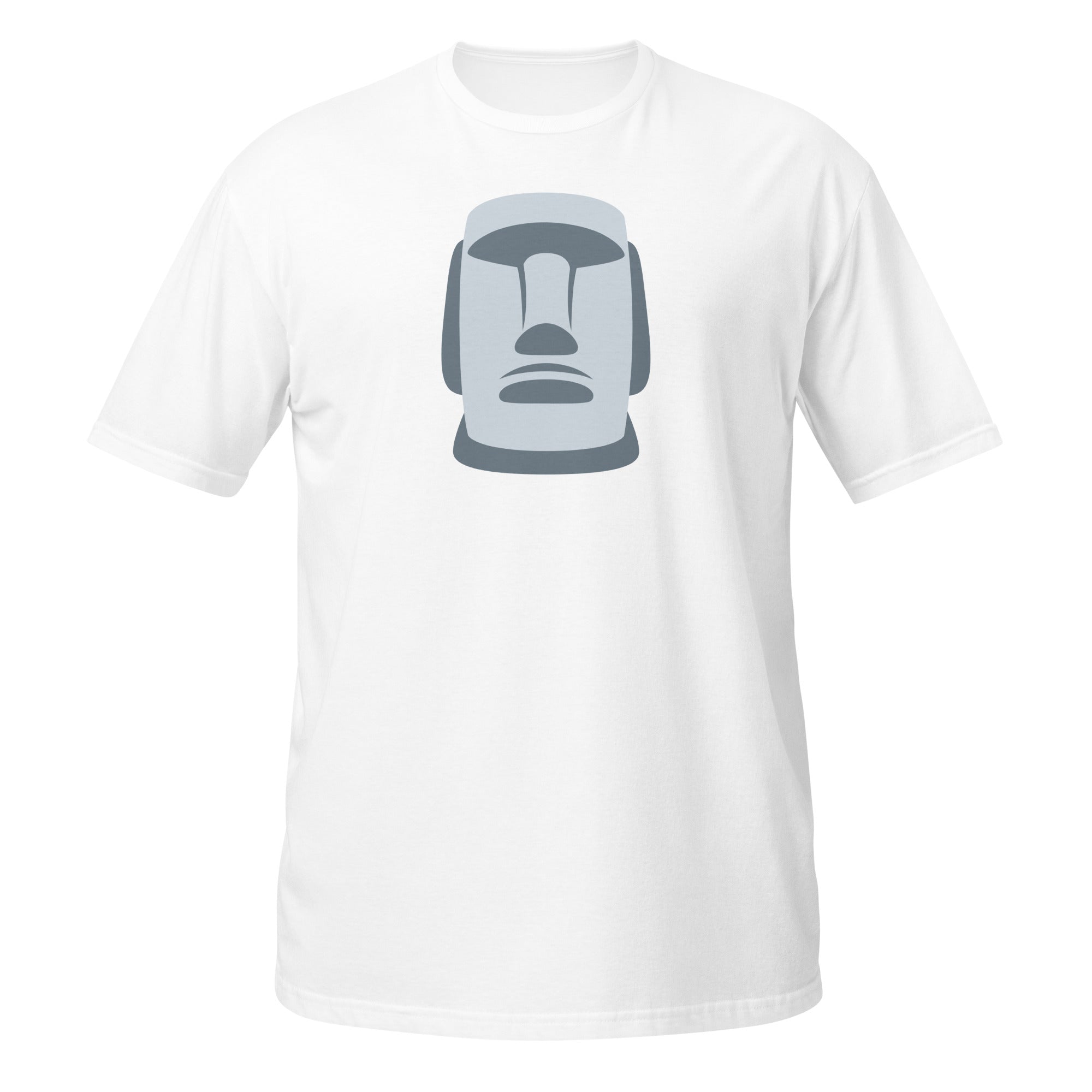 T-shirt blanc illustration Moaï gris statue Île de Pâques