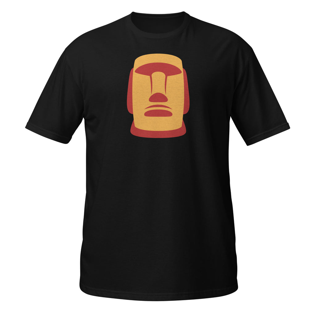 T-shirt noir illustration Moaï statue Île de Pâques design graphique