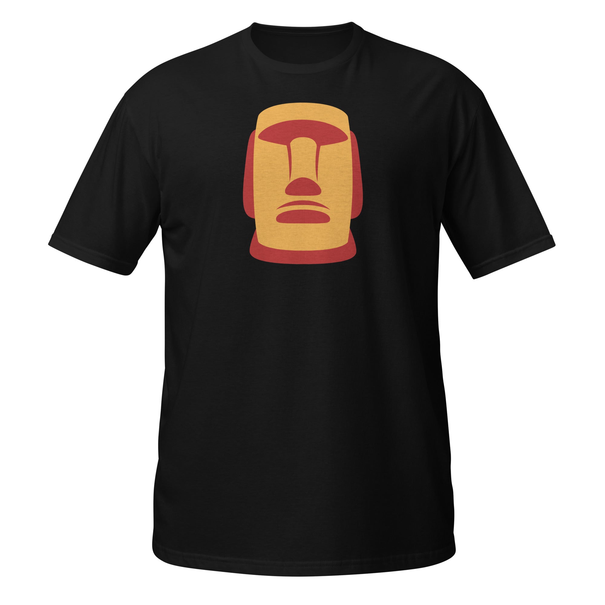 T-shirt noir illustration Moaï statue Île de Pâques design graphique