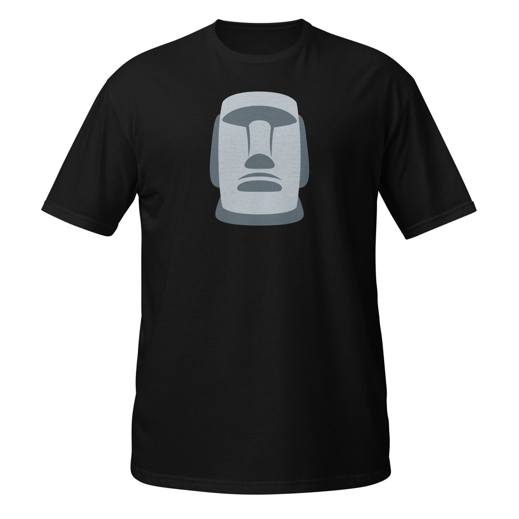 T-shirt noir illustration Moaï gris statue Île de Pâques