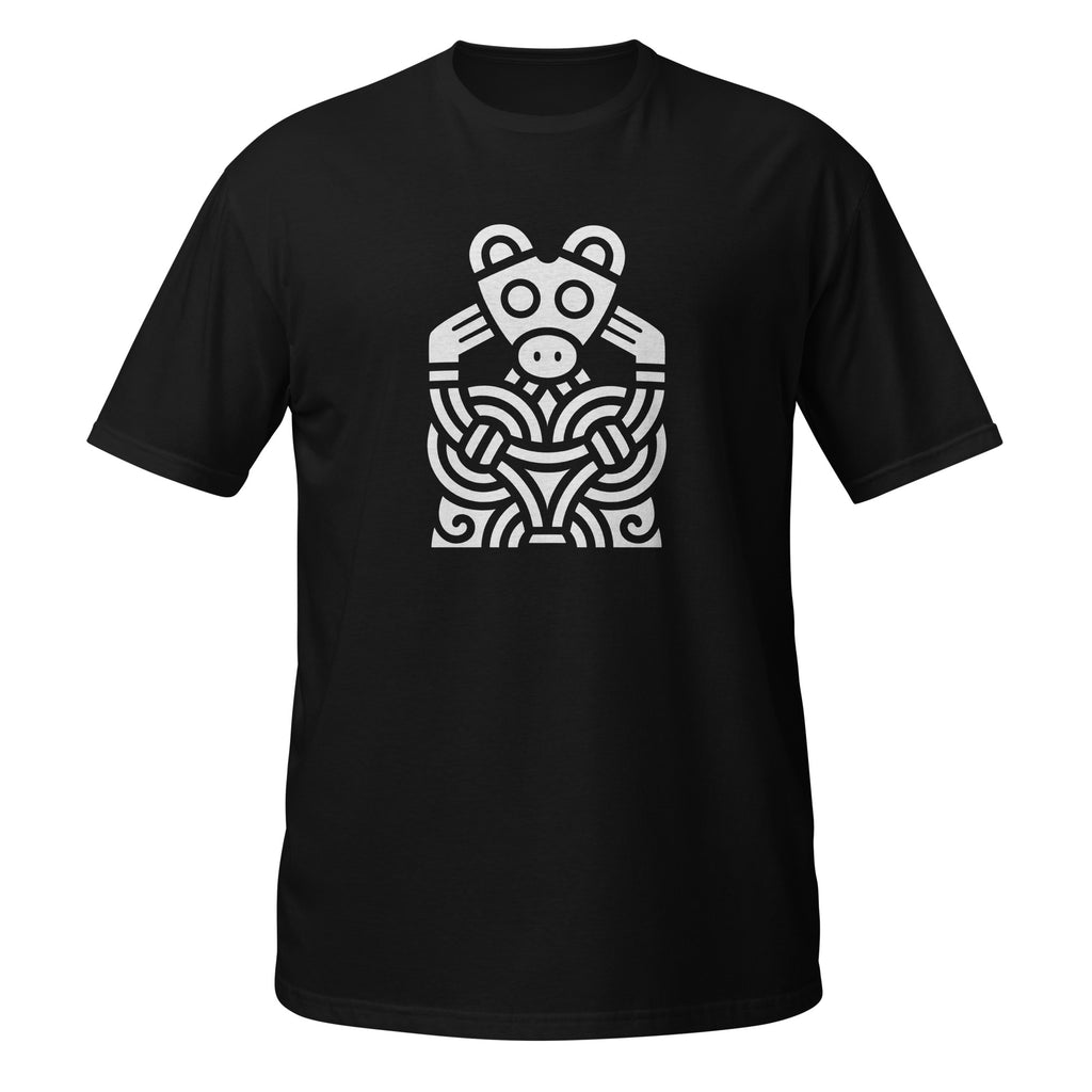 T-shirt noir figure animale viking entrelacs blanc