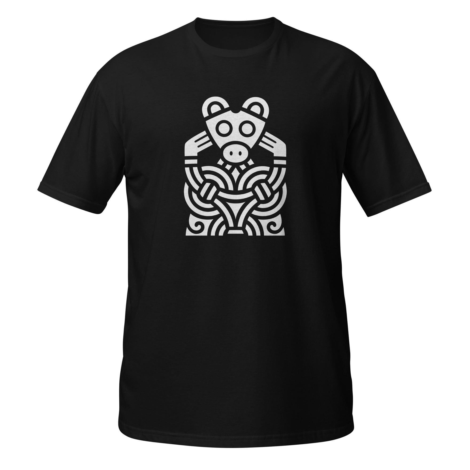 T-shirt noir figure animale viking entrelacs blanc