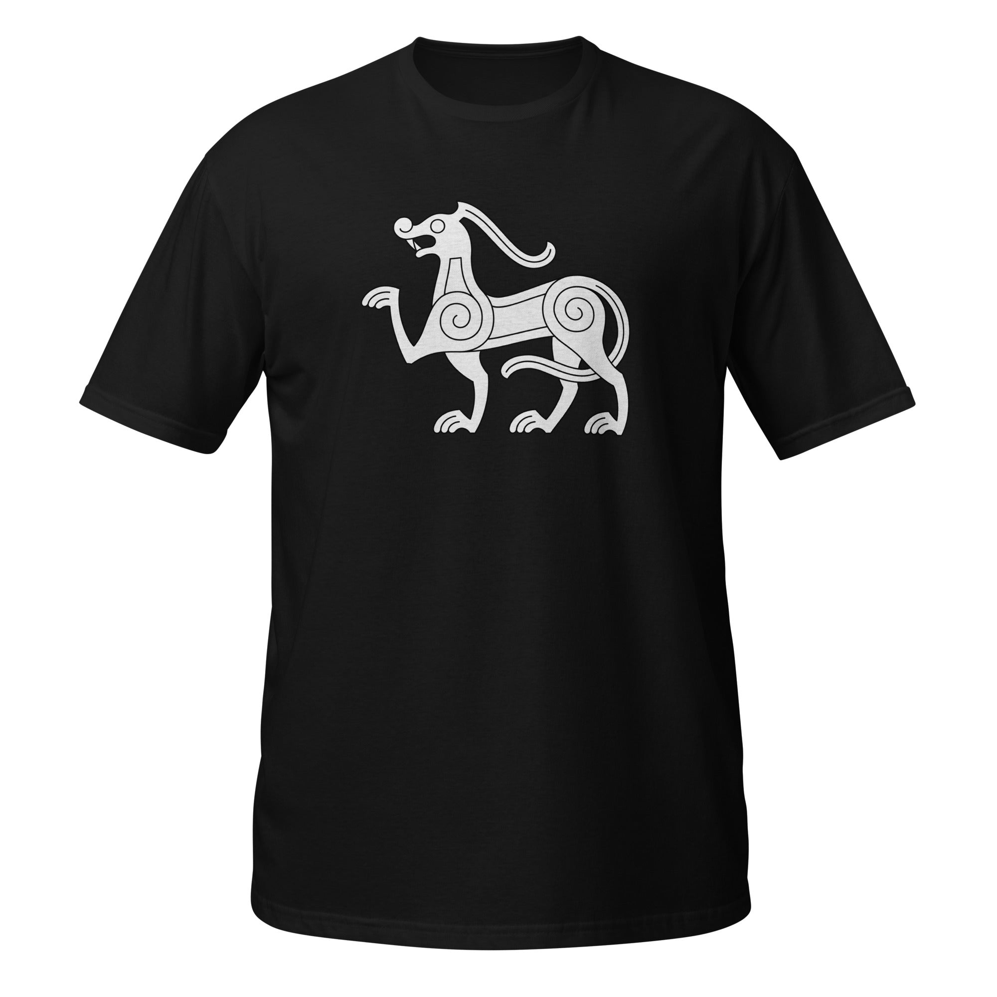 T-shirt noir créature viking entrelacs spirales blanc