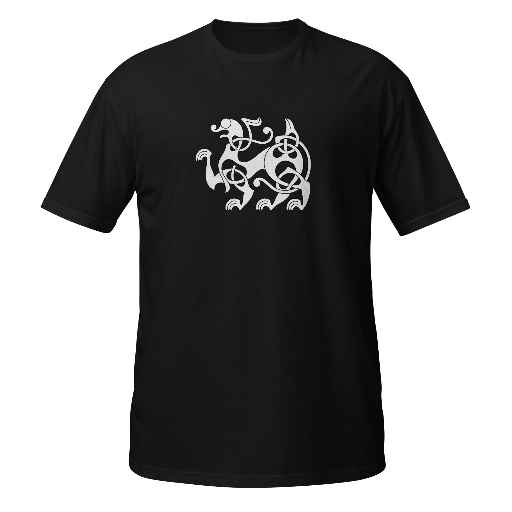 T-shirt noir motif viking entrelacs nordique blanc