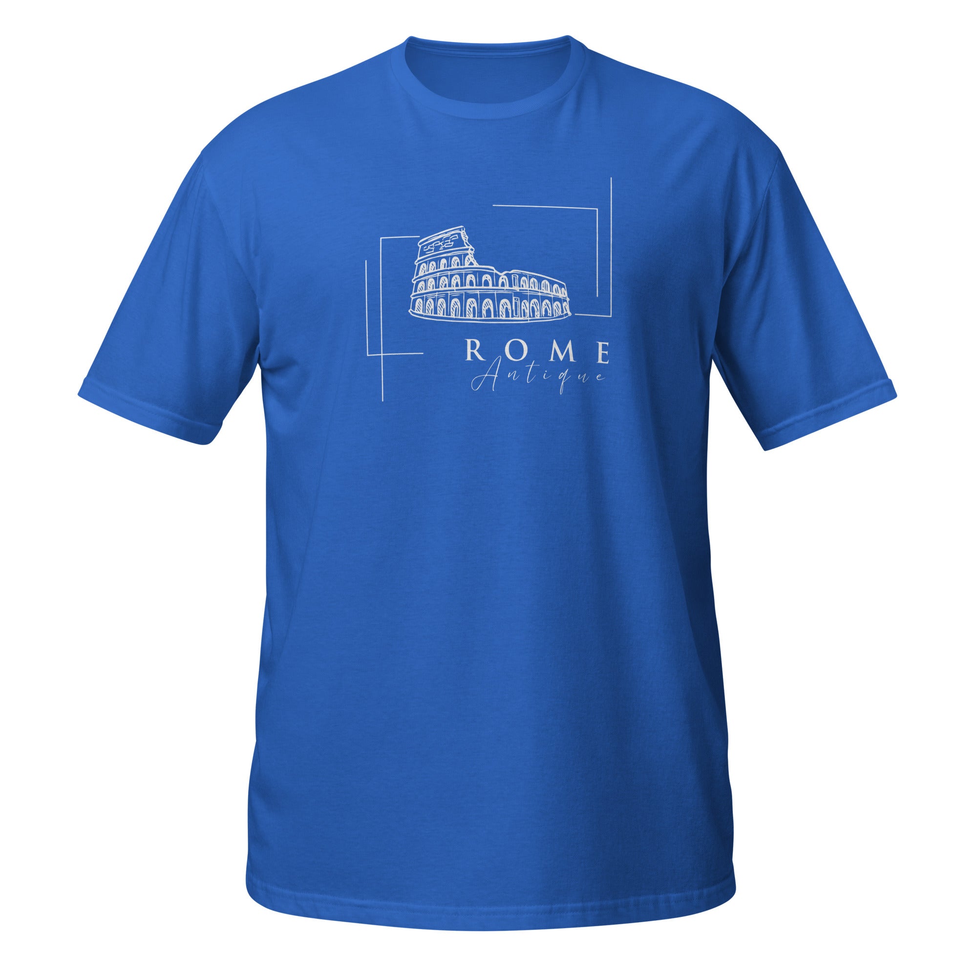 T-shirt bleu illustration Colisée Rome Antique design vintage