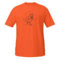T-shirt orange illustration Tyrannosaure Rex dessin ligne dinosaure paléontologie